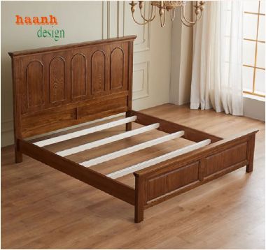 Xu hướng thiết kế giường gỗ sồi tân cổ điển năm 2024-GGC 009