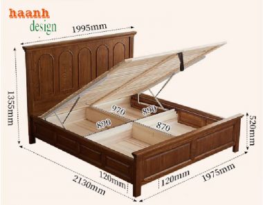 Xu hướng thiết kế giường gỗ sồi tân cổ điển năm 2024-GGC 009