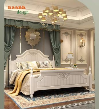 Mãn nhãn với giường tân cổ điển gỗ gõ đỏ sang trọng-GGC 012