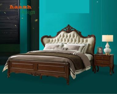 Giường ngủ gỗ tân cổ điển châu âu dành cho biệt thự. GGC 002
