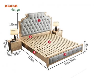 Mẫu giường ngủ tân cổ điển gỗ tự nhiên dành riêng cho bạn-GGC 008