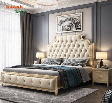 Mẫu giường ngủ tân cổ điển gỗ tự nhiên dành riêng cho bạn-GGC 008