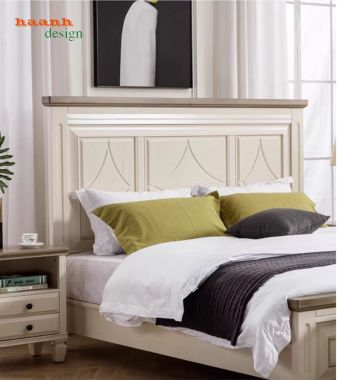 Khám phá mẫu giường ngủ tân cổ điển đẹp bằng gỗ sồi tự nhiên-GGC 015