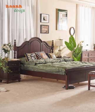 Giường gỗ tự nhiên tân cổ điển và xu hướng hiện đại năm 2024-GGC 013