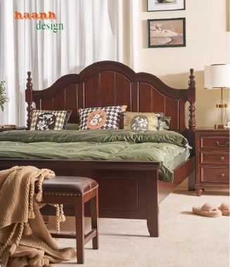 Giường gỗ tự nhiên tân cổ điển và xu hướng hiện đại năm 2024-GGC 013