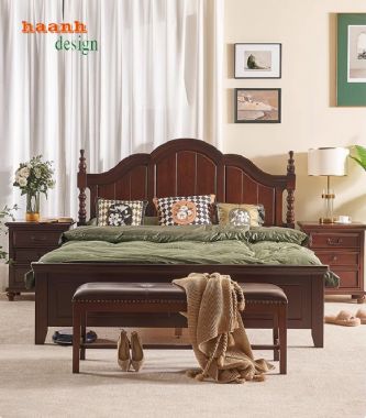 Giường gỗ tự nhiên tân cổ điển và xu hướng hiện đại năm 2024-GGC 013