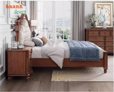 Tiện nghi và quyến rũ với giường gỗ tân cổ điển-GGC 010