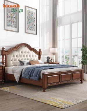 Tiện nghi và quyến rũ với giường gỗ tân cổ điển-GGC 010