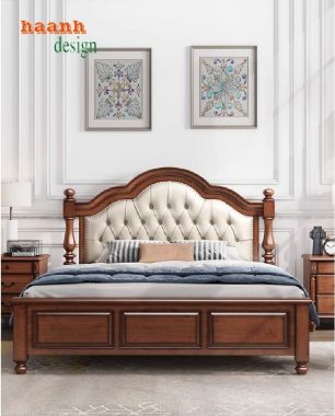 Tiện nghi và quyến rũ với giường gỗ tân cổ điển-GGC 010