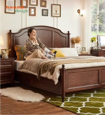 Mẫu giường tân cổ điển kiểu Mỹ gỗ óc chó nhập khẩu Bắc Mỹ-GGC 017