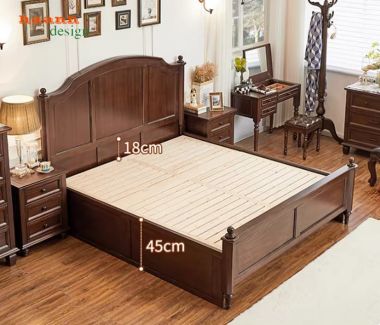 Mẫu giường tân cổ điển kiểu Mỹ gỗ óc chó nhập khẩu Bắc Mỹ-GGC 017