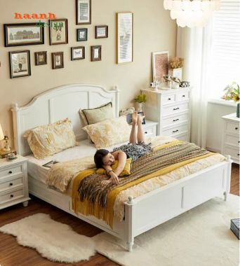 Mẫu giường tân cổ điển kiểu Mỹ gỗ óc chó nhập khẩu Bắc Mỹ-GGC 017