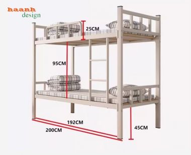 Giường tầng sắt đẹp sơn tĩnh điện kết hợp gỗ chống ẩm cao cấp-GTS 006