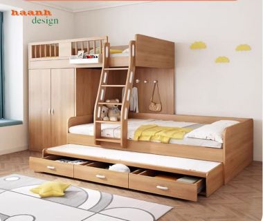 Giường Gỗ 2 Tầng Trẻ Em Hiện Đại Đẹp Và Tiết Kiệm Không Gian-GCT 007