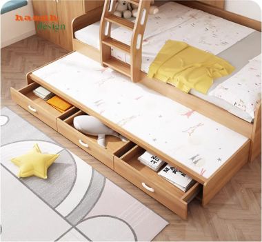 Giường Gỗ 2 Tầng Trẻ Em Hiện Đại Đẹp Và Tiết Kiệm Không Gian-GCT 007