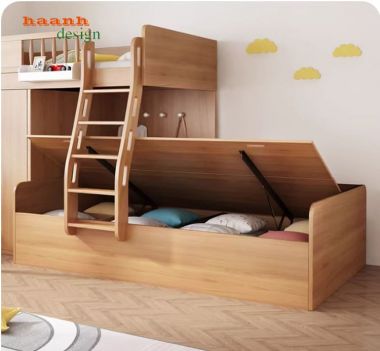 Giường Gỗ 2 Tầng Trẻ Em Hiện Đại Đẹp Và Tiết Kiệm Không Gian-GCT 007