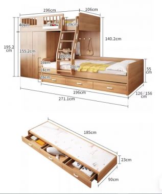 Giường Gỗ 2 Tầng Trẻ Em Hiện Đại Đẹp Và Tiết Kiệm Không Gian-GCT 007