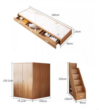 Giường Gỗ 2 Tầng Trẻ Em Hiện Đại Đẹp Và Tiết Kiệm Không Gian-GCT 007