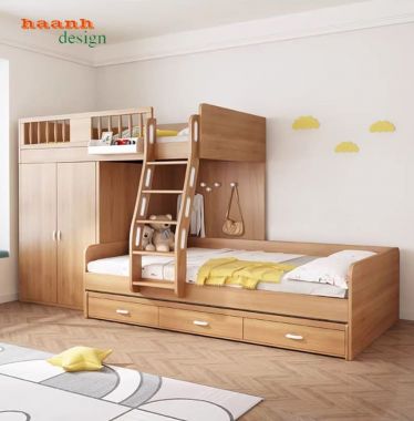 Giường Gỗ 2 Tầng Trẻ Em Hiện Đại Đẹp Và Tiết Kiệm Không Gian-GCT 007