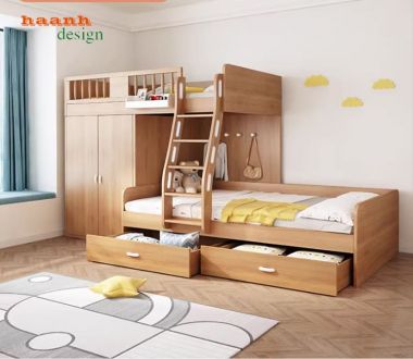 Giường Gỗ 2 Tầng Trẻ Em Hiện Đại Đẹp Và Tiết Kiệm Không Gian-GCT 007