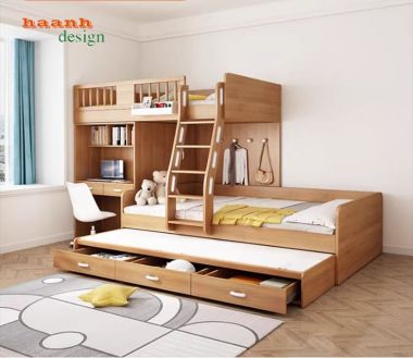 Giường Gỗ 2 Tầng Trẻ Em Hiện Đại Đẹp Và Tiết Kiệm Không Gian-GCT 007