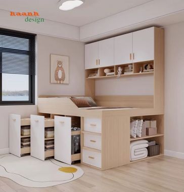 Giường gỗ trẻ em 2 tầng hiện đại – Xu hướng nội thất 2026-GCT 008