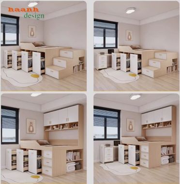 Giường gỗ trẻ em 2 tầng hiện đại – Xu hướng nội thất 2026-GCT 008