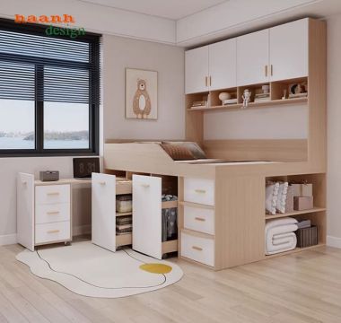 Giường gỗ trẻ em 2 tầng hiện đại – Xu hướng nội thất 2026-GCT 008