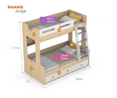 Giường tầng cho bé đa năng – Giải pháp tối ưu cho phòng nhỏ-GTC 006