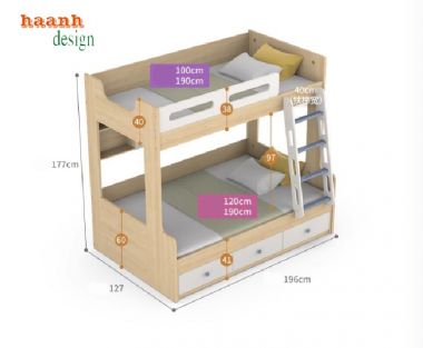 Giường tầng cho bé đa năng – Giải pháp tối ưu cho phòng nhỏ-GTC 006