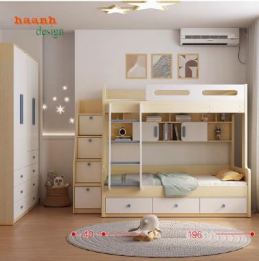Giường tầng cho bé đa năng – Giải pháp tối ưu cho phòng nhỏ-GTC 006