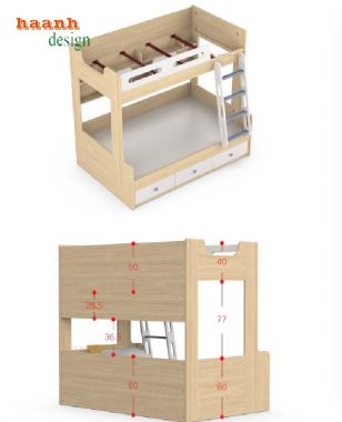 Giường tầng cho bé đa năng – Giải pháp tối ưu cho phòng nhỏ-GTC 006