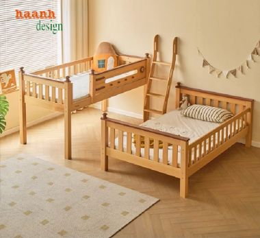 Giường tầng trẻ em gỗ sồi tự nhiên – An toàn, bền đẹp cho bé-GTE 014