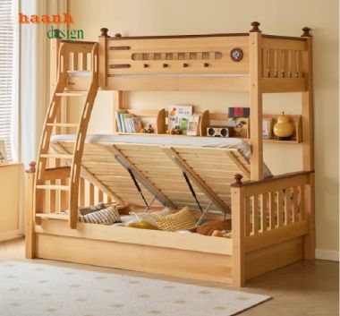 Giường tầng trẻ em gỗ sồi tự nhiên – An toàn, bền đẹp cho bé-GTE 014