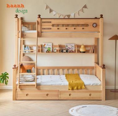 Giường tầng trẻ em gỗ sồi tự nhiên – An toàn, bền đẹp cho bé-GTE 014