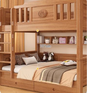 Mẫu giường ngủ trẻ em bằng gỗ hai tầng đẹp và tiện dụng-GTE 015
