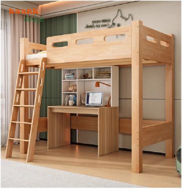 Phối hợp giường tầng trẻ em gỗ sồi với nội thất khác-GTE 009