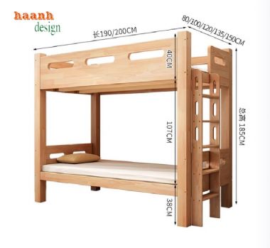 Phối hợp giường tầng trẻ em gỗ sồi với nội thất khác-GTE 009