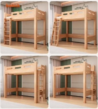 Phối hợp giường tầng trẻ em gỗ sồi với nội thất khác-GTE 009