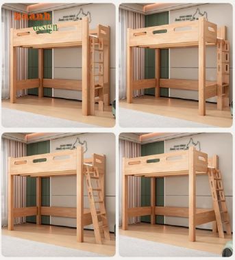 Phối hợp giường tầng trẻ em gỗ sồi với nội thất khác-GTE 009