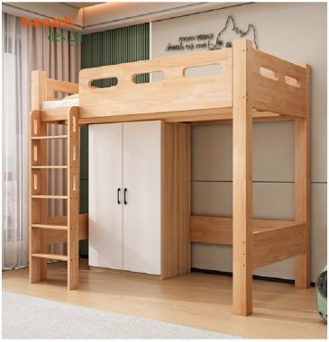 Phối hợp giường tầng trẻ em gỗ sồi với nội thất khác-GTE 009