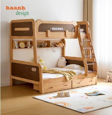 Giường tầng trẻ em gỗ sồi đẹp – Bảo vệ giấc ngủ bé yêu-GTE 011