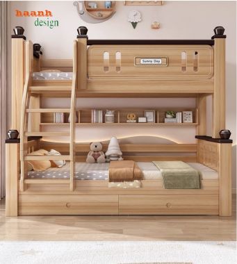 Tăng cường không gian sống với giường tầng gỗ trẻ em-GTE 010