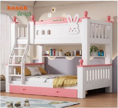 An toàn tuyệt đối cho bé với giường tầng gỗ trẻ em-GTE 011