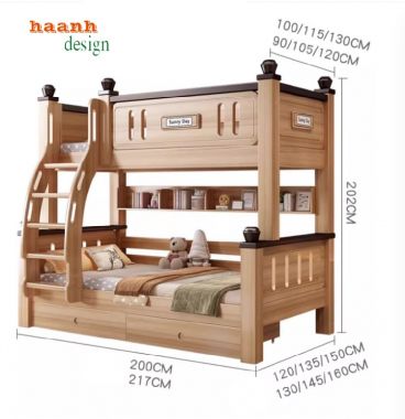 Tăng cường không gian sống với giường tầng gỗ trẻ em-GTE 010
