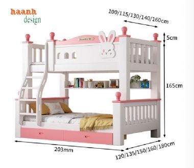 An toàn tuyệt đối cho bé với giường tầng gỗ trẻ em-GTE 011