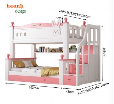 An toàn tuyệt đối cho bé với giường tầng gỗ trẻ em-GTE 011