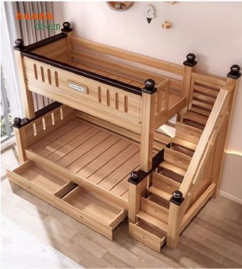 Tăng cường không gian sống với giường tầng gỗ trẻ em-GTE 010
