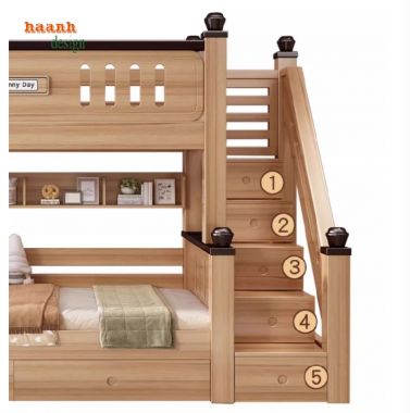 Tăng cường không gian sống với giường tầng gỗ trẻ em-GTE 010