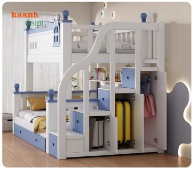 An toàn tuyệt đối cho bé với giường tầng gỗ trẻ em-GTE 011